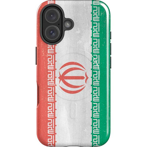 Iran Flag Distressed iPhone 16 Plus Magsafe Impact Case